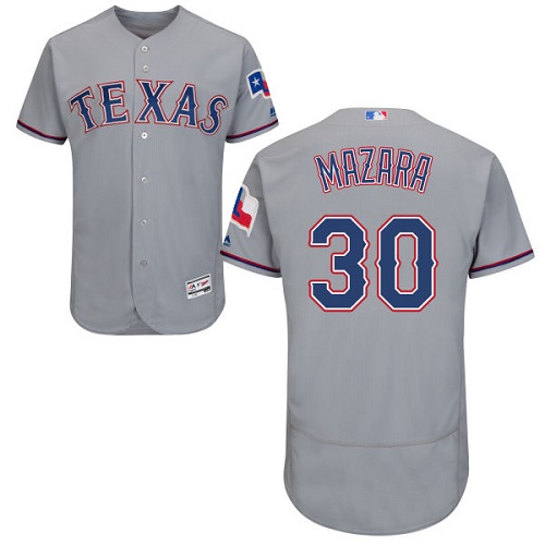 Rangers #30 Nomar Mazara Grey Flexbase Authentic Collection Stitched MLB Jersey - Click Image to Close